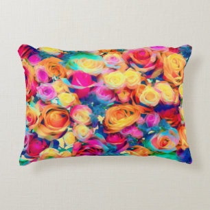 Cojín Decorativo Rosas coloridos acentúan flores de diamante de alm
