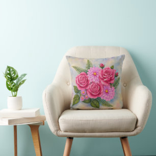 Cojín Decorativo Rosas con Dahlias