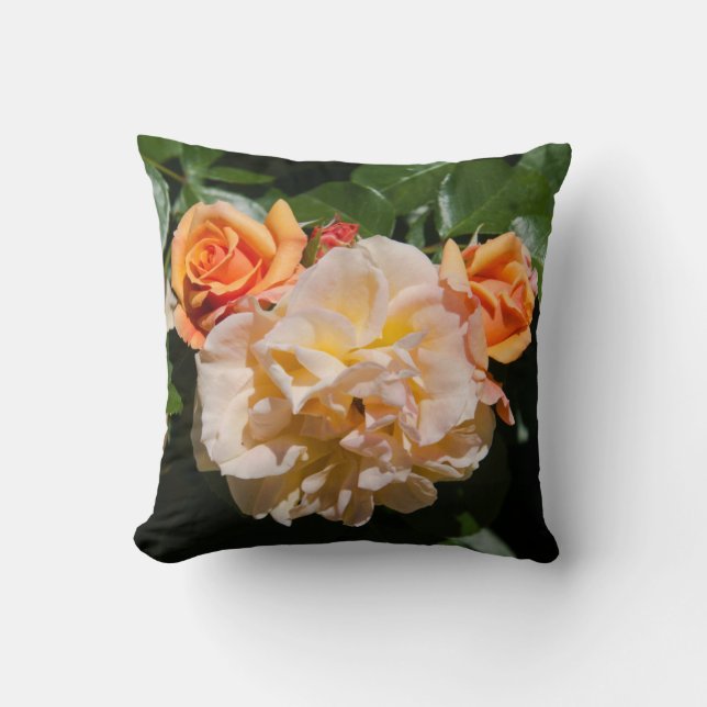 Cojín Decorativo Rosas crema naranja (Anverso)