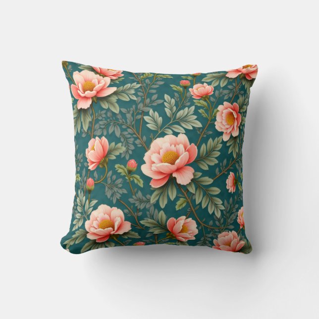 Cojín Decorativo Rosas de campo verdes (Anverso)