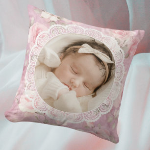 Cojín Decorativo Rosas de encaje personalizadas vintage para recuer