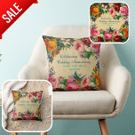 Cojín Decorativo Rosas de época Boda de fotos Aniversario personali<br><div class="desc">Esta almohada de bonito de rosas y otras flores es perfecta para cualquier aniversario de boda o renovación de promesa, simplemente edite el texto para que se adapte a sus necesidades. Esta almohada tiene un agradable ambiente acogedor y estoy seguro de que sus padres, amigos u otros miembros de la...</div>