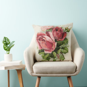 Cojín Decorativo Rosas de la antigüedad del arte del vintage