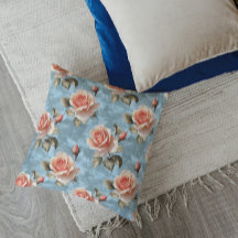 Rosas de melocotón elegantes sobre fondo azul
