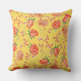 Cojín Decorativo Rosas de patrón amarillo colorido familia de moda 