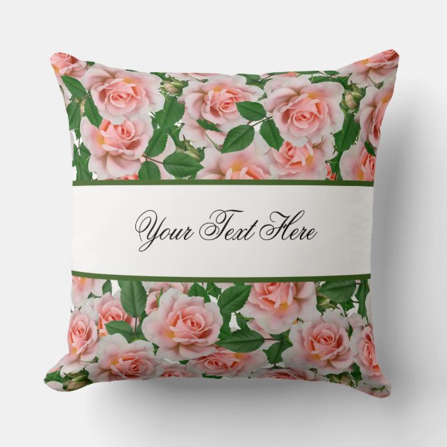 Cojín Decorativo Rosas de patrón editable (Anverso)