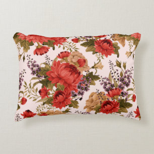 Cojín Decorativo Rosas de patrón floral sin soldadura con crisantem