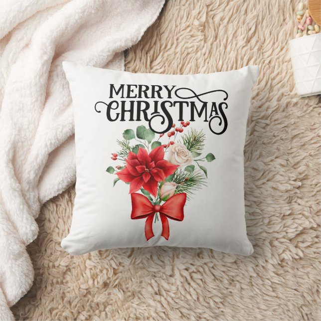 Cojín Decorativo Rosas de Poinsettia Navidades Flores Bouquet (Manta)