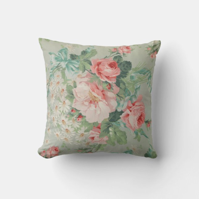 Cojín Decorativo Rosas de repollo antiguos de la época francesa (Anverso)