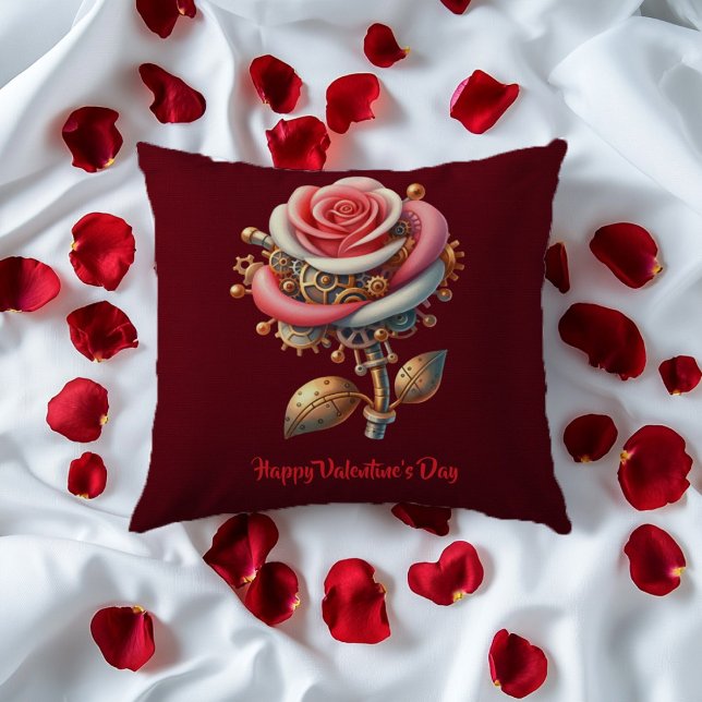 Cojín Decorativo Rosas de San Valentín Borgoña Blanco Steampunk (Subido por el creador)