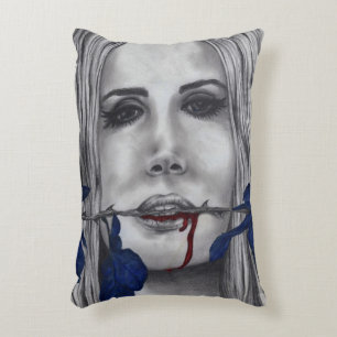 Cojín Decorativo Rosas de sangre Vampira Mujer Gótico arte original