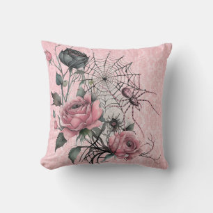 Cojín Decorativo Rosas de Spiderweb   Halloween gótico de Damasco r