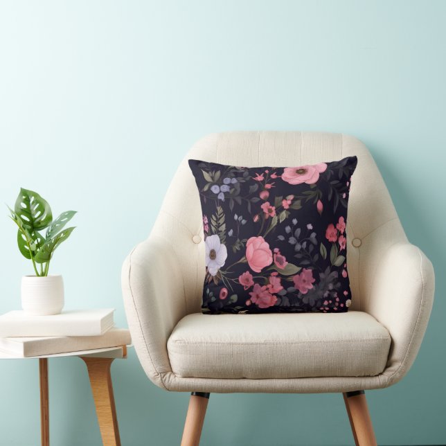 Cojín Decorativo Rosas De Verano En Negro (Silla)
