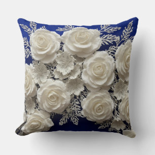 Cojín Decorativo Rosas decorativas blancas elegantes