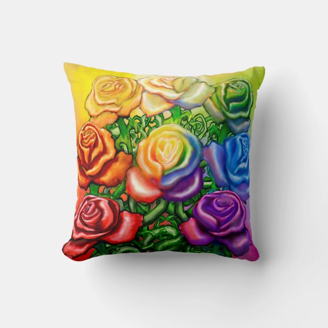 Cojín Decorativo Rosas del arcoiris (Anverso)