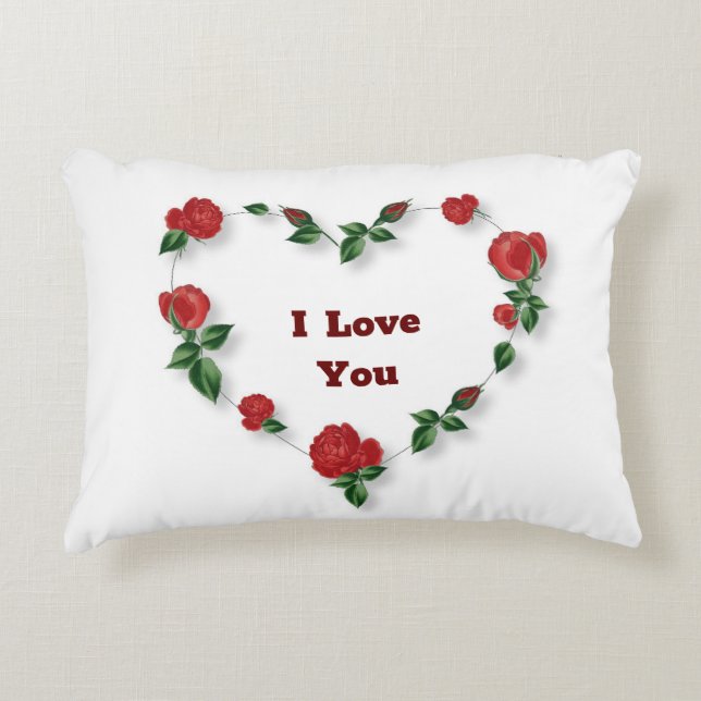 Cojín Decorativo Rosas del corazón Valentine Accent Pillow (Anverso)
