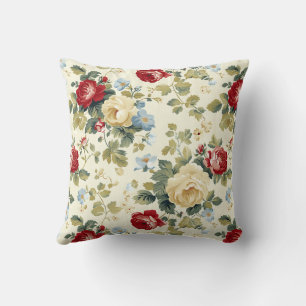 Cojín Decorativo Rosas elegantes de color rojo y beige