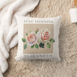 Cojín Decorativo Rosas en acuarela personalizadas motivacionales