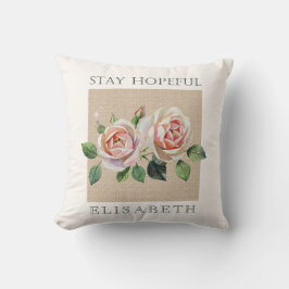 Cojín Decorativo Rosas en acuarela personalizadas motivacionales