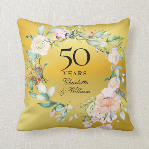 Cojín Decorativo Rosas en guirnalda de papel de oro para el 50 aniv
