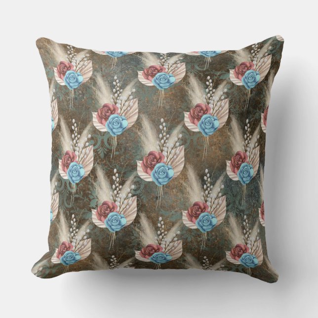 Cojín Decorativo Rosas en un fondo de Fleur De Lis (Anverso)