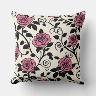 Cojín Decorativo Rosas estilizados rosados