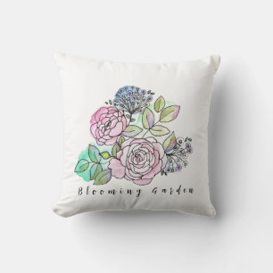 Cojín Decorativo Rosas florecientes en manchas acuáticas T-Shirt Ba
