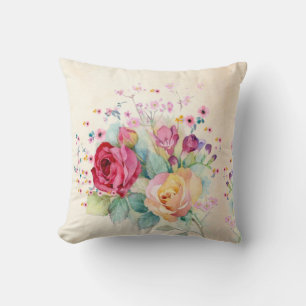 Cojín Decorativo Rosas flores sobre Ecru