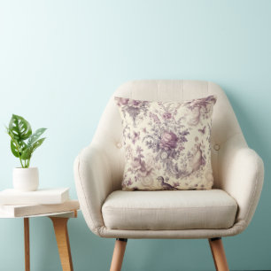 Cojín Decorativo Rosas Francesas Románticas Decoupage de Pájaros