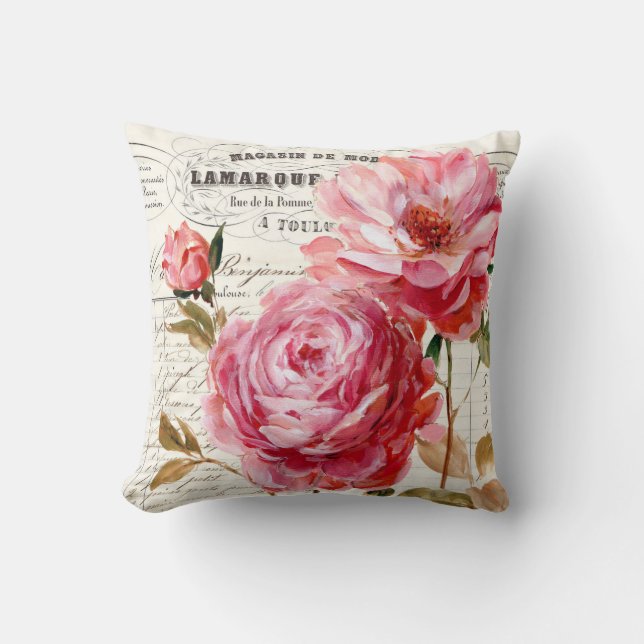 Cojín Decorativo Rosas franceses, chic, (Anverso)