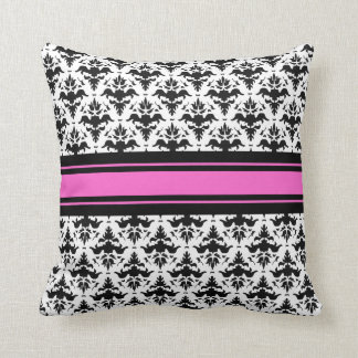 Cojín Decorativo Rosas fuertes, damasco francés blanco y negro
