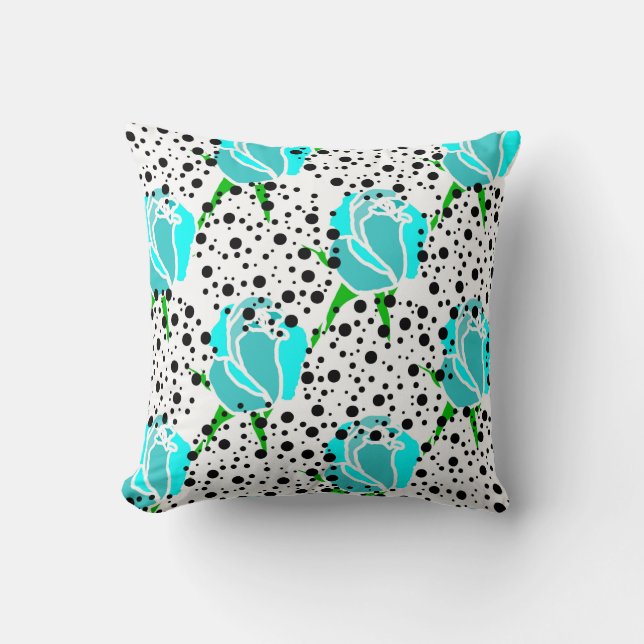 Cojín Decorativo rosas geniales con círculos punteados (Anverso)