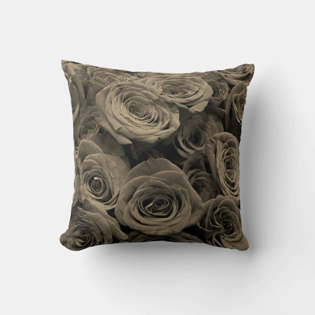 Cojín Decorativo Rosas grises cálidos (Anverso)