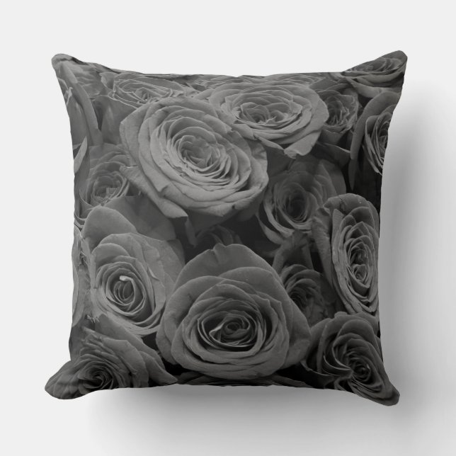 Cojín Decorativo Rosas grises, foto floral gris (Anverso)