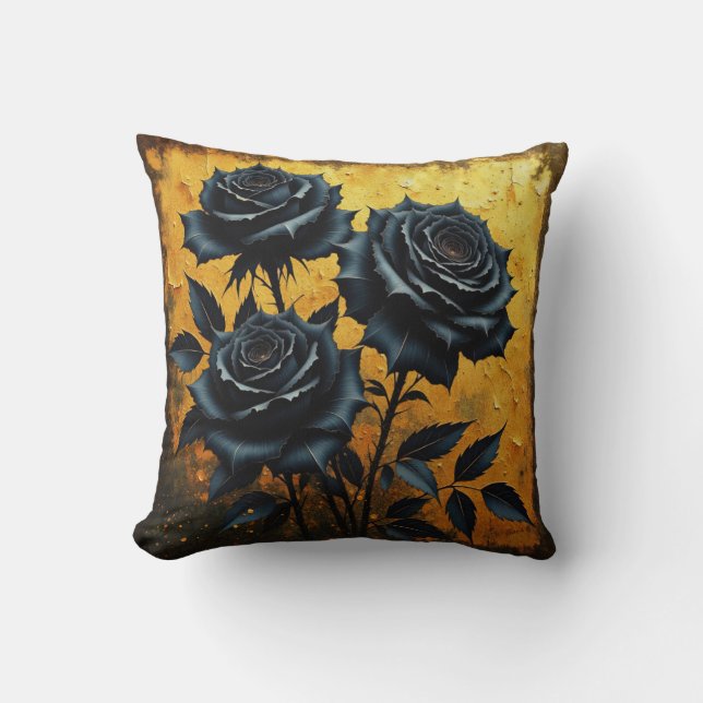 Cojín Decorativo Rosas Negras (Anverso)