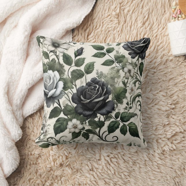Cojín Decorativo Rosas negros (Manta)
