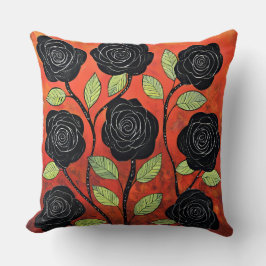 Cojín Decorativo Rosas negros bonitos