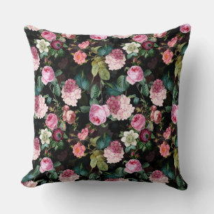 Cojín Decorativo Rosas nostálgicos rostálgicos del pasado negro