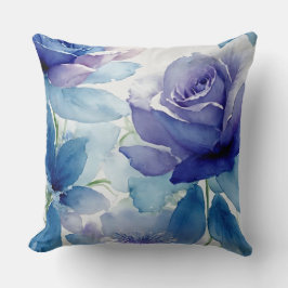 Cojín Decorativo Rosas pastel azules y morados