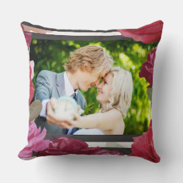 Cojín Decorativo Rosas, rayas, foto personalizada para aniversario