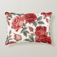 Rosas Rojas Acuarela Floral Botánico Pintado
