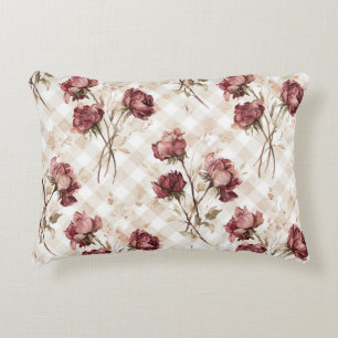Cojín Decorativo Rosas Rojas Crema Flores