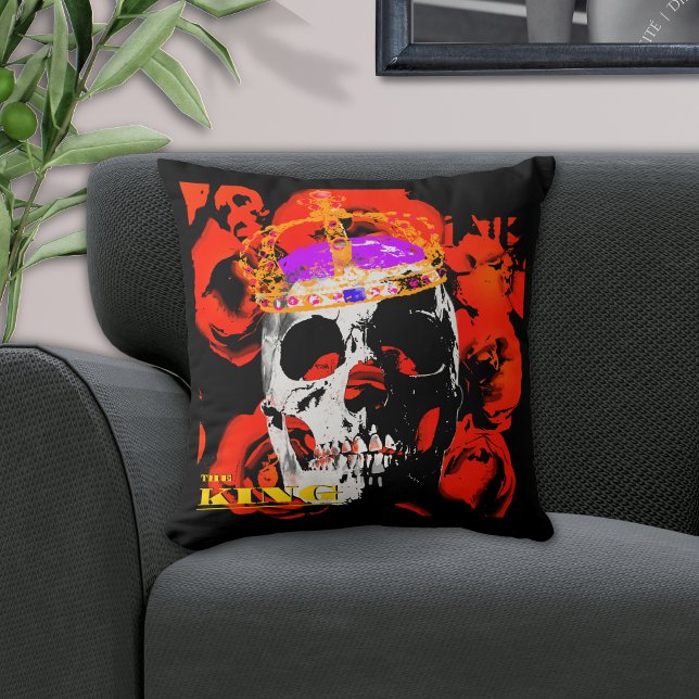 Cojín Decorativo Rosas rojas de cráneo gótico (Subido por el creador)