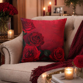 Cojín Decorativo Rosas Rojas Góticas Elegantes