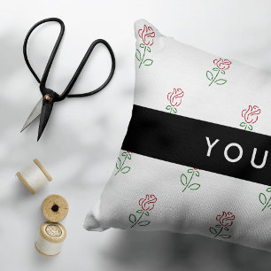 Cojín Decorativo Rosas Rojas, Patrón De Rosas, Tu Nombre