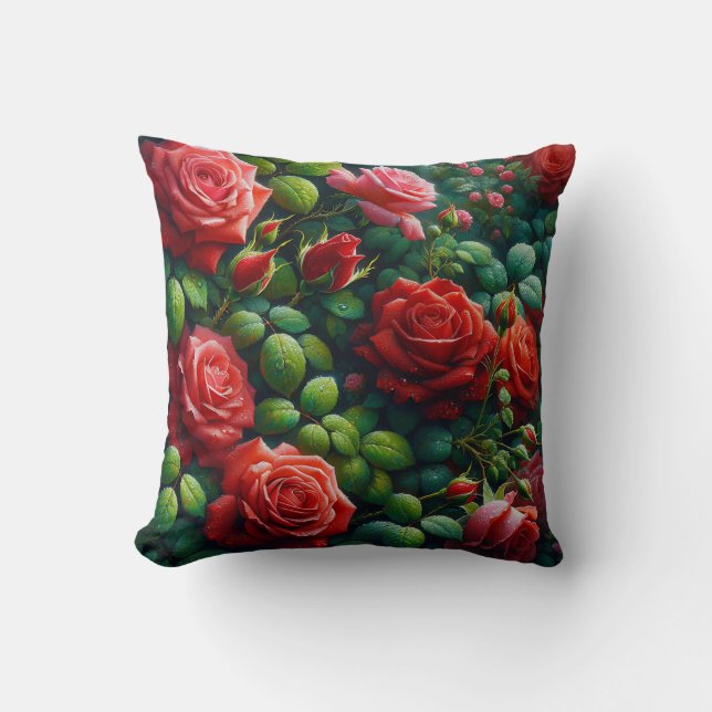 Cojín Decorativo "Rosas rojas traseras" (Anverso)