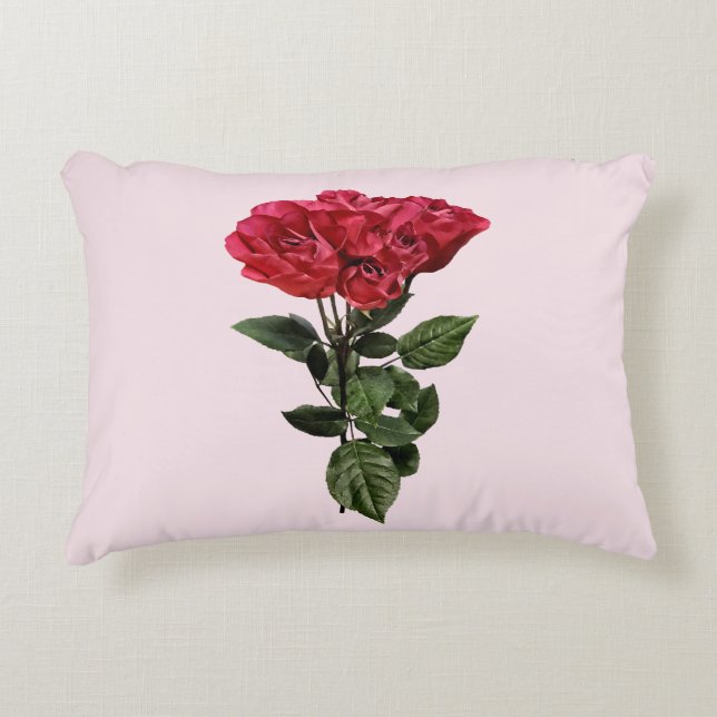 Cojín Decorativo Rosas rojas y hojas (Anverso)
