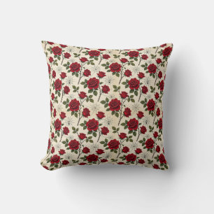 Cojín Decorativo Rosas Rojas y Telarañas Gótico
