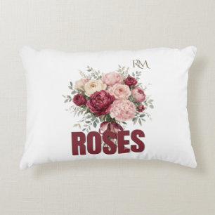 Cojín Decorativo Rosas Románticas Ramo Floral Diseño de Flor Elegan