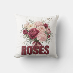 Cojín Decorativo Rosas Románticas Ramo Floral Diseño de Flores Eleg